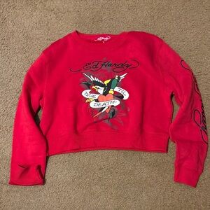 Ed Hardy Women's Bold Red Crew Neck Sweatshirt